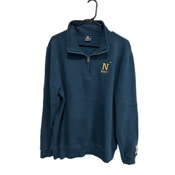 Top Of The World Navy Quarter-Zip Pullover Sweatshirt Large Embroidered N Logo B - Picture 1 of 9